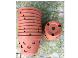 Combo 5 chậu giả đất 15cm và 5 móc treo chậu